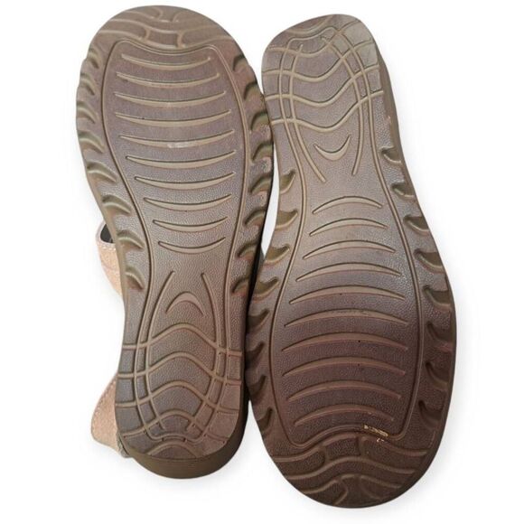 Skechers Women's Suede Peep-Toe Slingback Wedges Parallel Stylin size 6 Tan - Picture 6 of 7